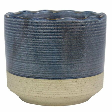 PG PERFECT 6 in. Dia. Shore Ceramic Planter, Blue, 2PK PG2087864